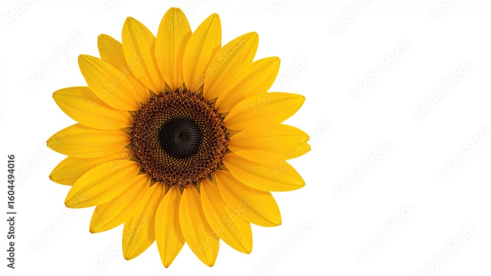 Fototapeta premium Bright yellow sunflower on a white background