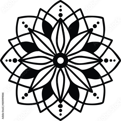 Intricate Circular Floral Pattern Silhouette vector