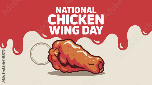 National Chicken Wing Day Fun Food Illustration Poster