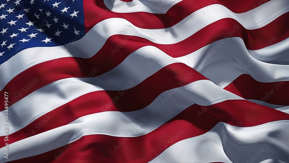 Obraz premium Waving American Flag Symbol of Freedom and Patriotism United States of America Banner