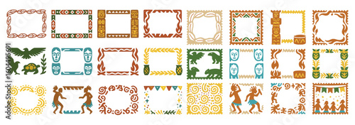 Indigenous Tribal Art Frame Set Cultural Heritage Design