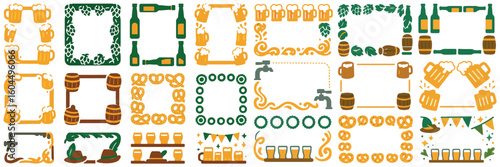 Beer Festival Frame Decorations Icon Set St. Patrick's Day Party Design