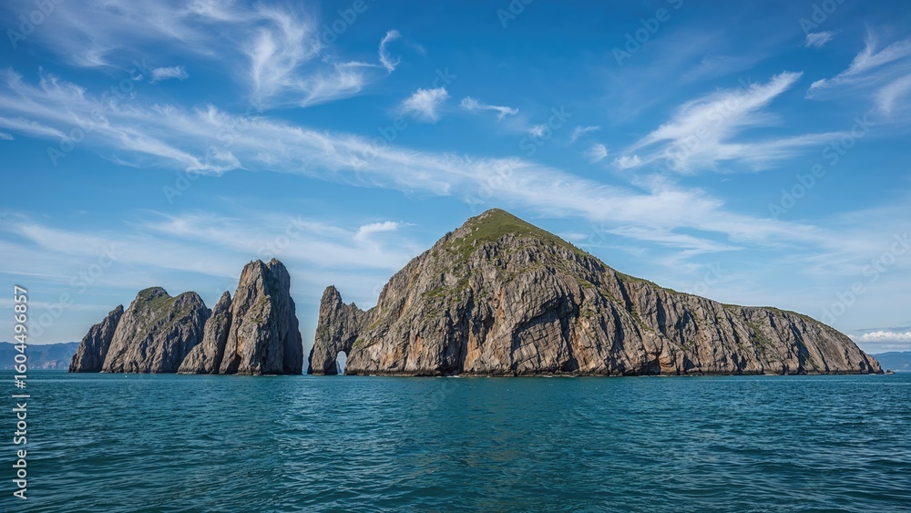 Naklejka premium Stunning natural rock views from a quiet island