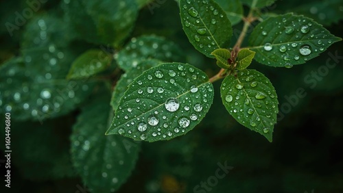 Wallpaper Mural Selective focus on fresh water droplets clinging to leaves Torontodigital.ca