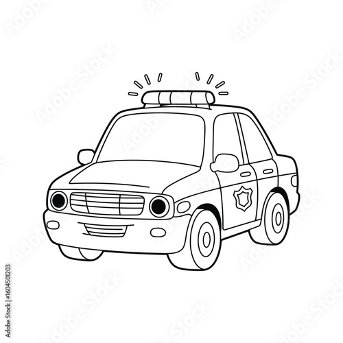 Cute Police Car Coloring Page Free Printable Outline Illustration