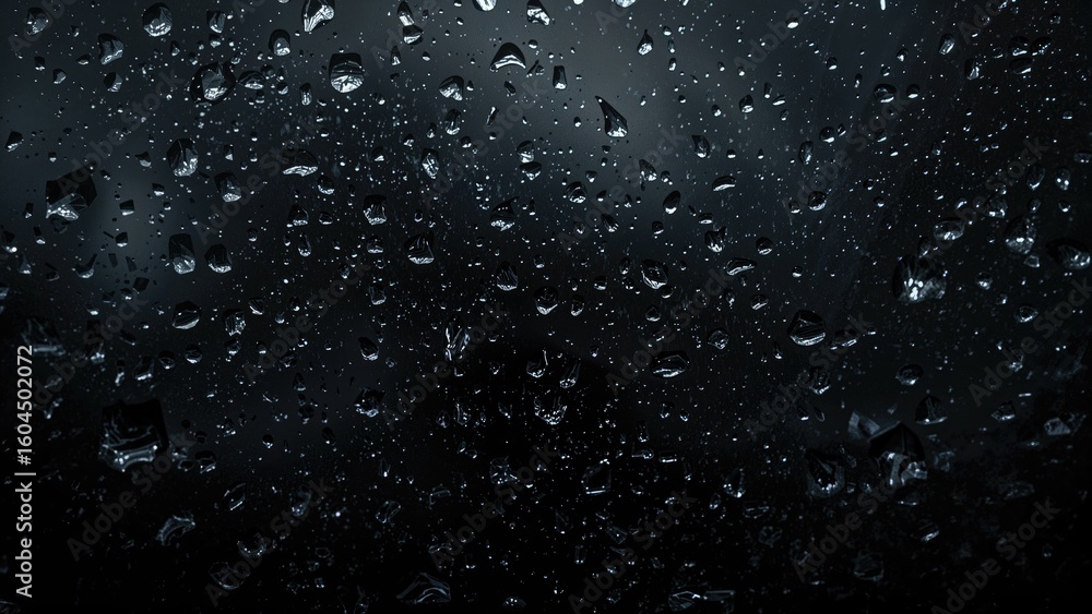 Fototapeta premium Water beads on a black backdrop