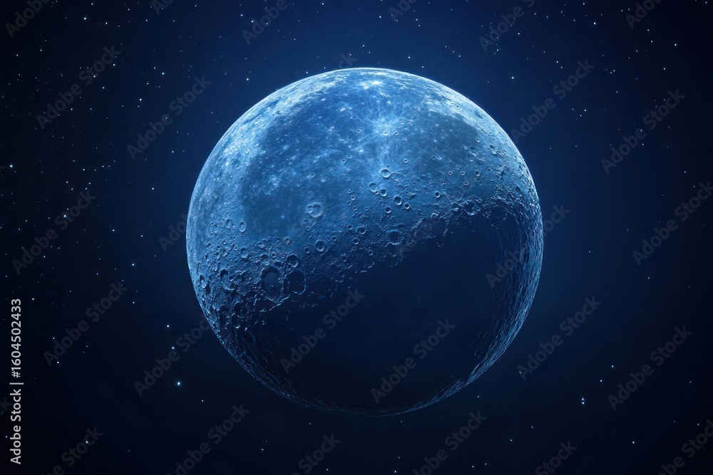 Fototapeta premium Blue wallpaper moon background astronomy.