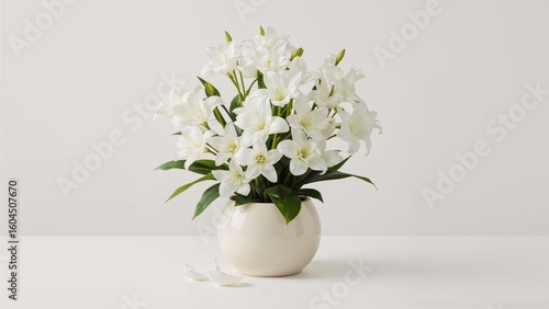 Wallpaper Mural Charming white flowers planted in a pot for room decoration Torontodigital.ca