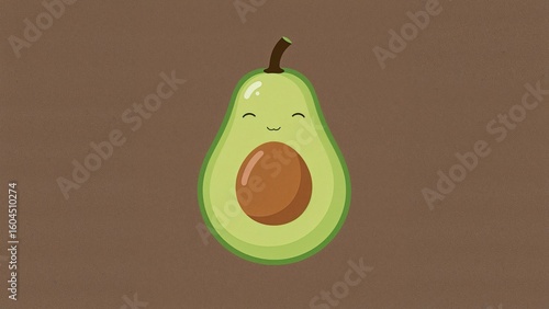 Animated avocado image designed for use in children's fruit naming and healthy lifestyle publications.