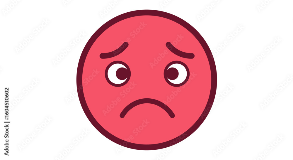 Obraz premium Sad Emoji with Red Face and Dark Outline.