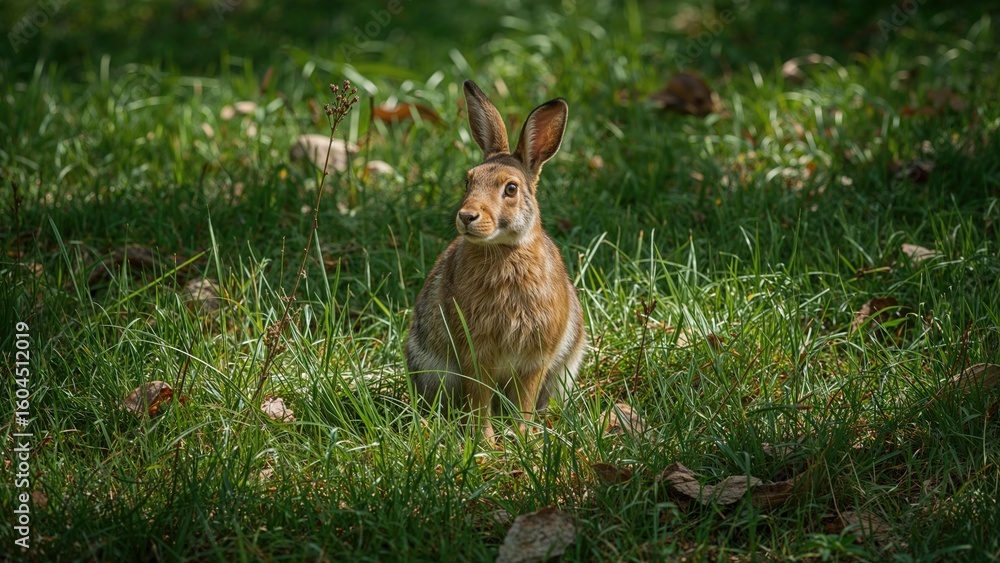 Obraz premium Untamed rabbit in a woodland clearing