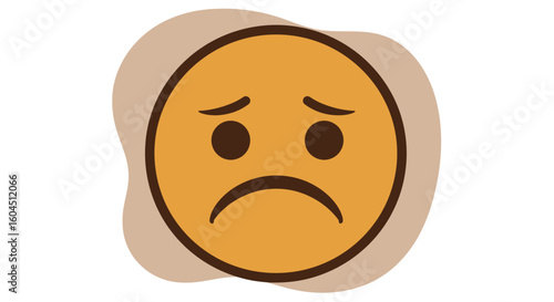 Sad Emoji with Brown Outline and Background.