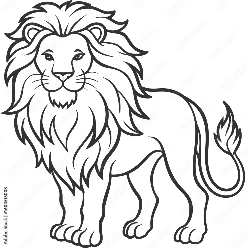 Obraz premium A outline of lion vector illustration design