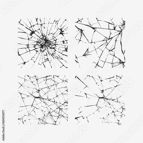 collection of broken glass textures of unique shapes and designs of realistic vector shapes