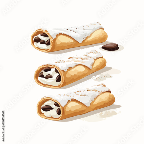 Italian Cannoli Pastry Vector
