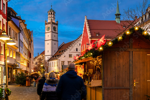 Fotografie View of the beautiful old town of Ravensburh at Christmas time, Germany