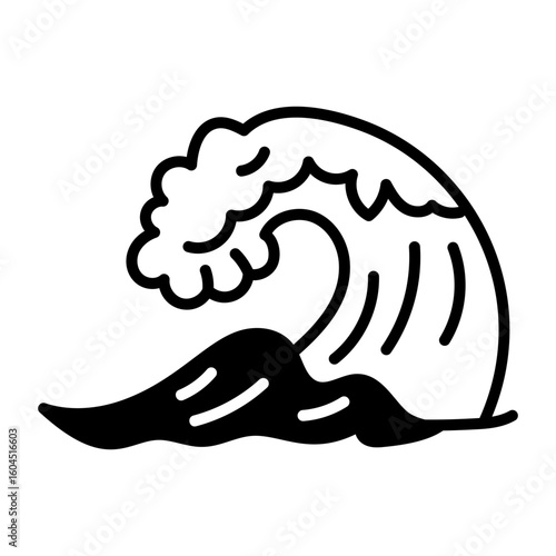 A hand drawn style icon depicting a water wave
