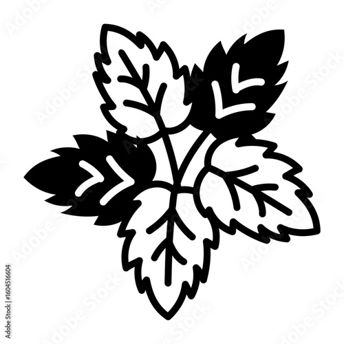 A hand drawn style icon of a mint plant
