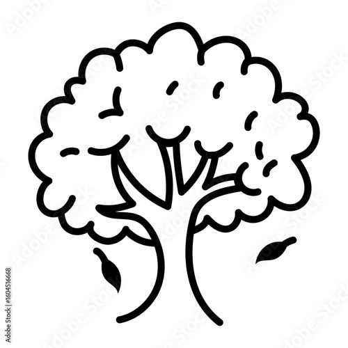 A sketchy style icon showing an oak tree
