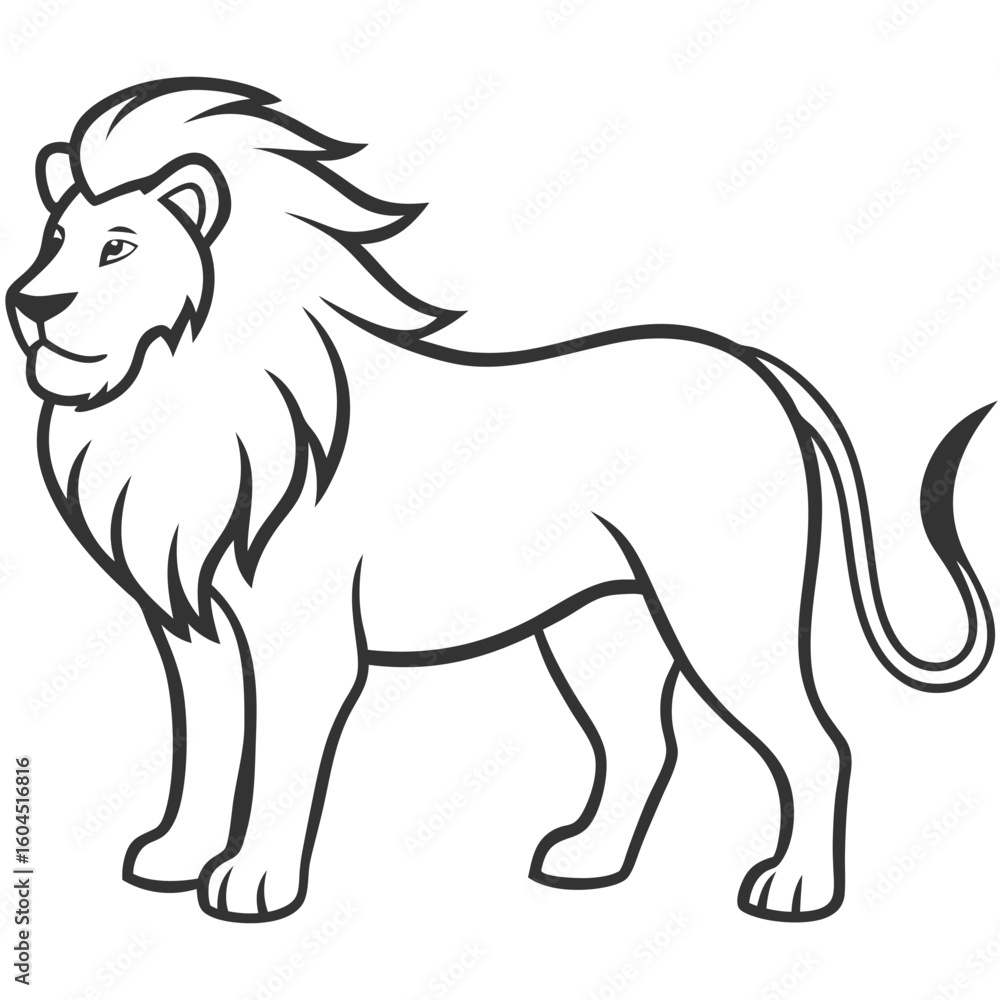Fototapeta premium A outline of lion vector illustration design