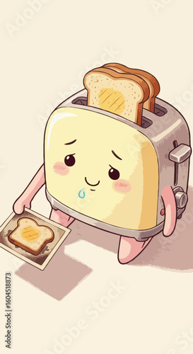 Sad toaster reminiscing about toast he made in the past time