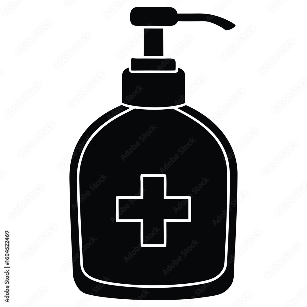 Fototapeta premium Tattoo artist element isolated hand sanitizer bottle on white background