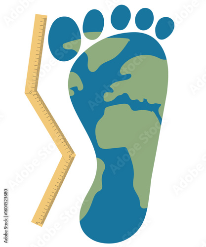 Carbon Footprint CO2 Measurement with Ruler Tool isolated.  Environmental impact assessment and emission tracking in sustainability reporting. Carbon footprint concept. Flat style. Vector illustration