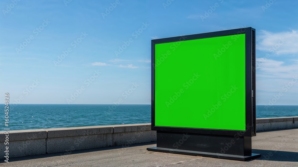 Fototapeta premium Ocean view vertical green screen, suitable for marketing content