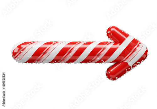 Candy cane arrow isolated on white background.
