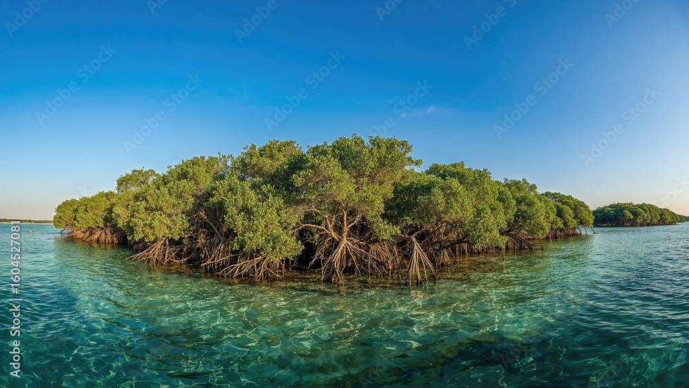 Fototapeta premium Magnificent natural mangrove grove located on a vivid island