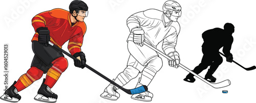Hockey player illustration vector art for sports design and ice hockey game related graphic design work