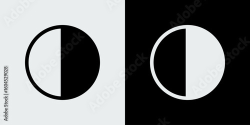 Dual tone icon. Contrast symbol. Half black and white circle shape