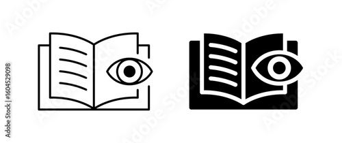 Book reading icon. Ebook and eye symbol