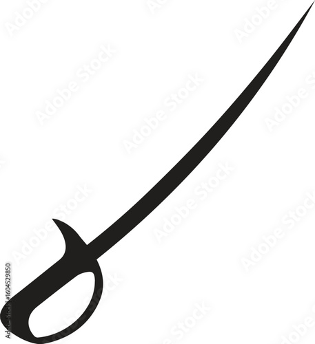 Swords in flat style and silhouettes isolated on white background. Icon set of ancient swords. Vector illustration. Medieval swords. Japanese sword katana. 