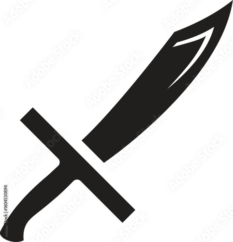 Swords in flat style and silhouettes isolated on white background. Icon set of ancient swords. Vector illustration. Medieval swords. Japanese sword katana. 