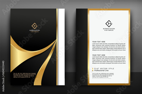 Premium luxury black and golden business flyer template set