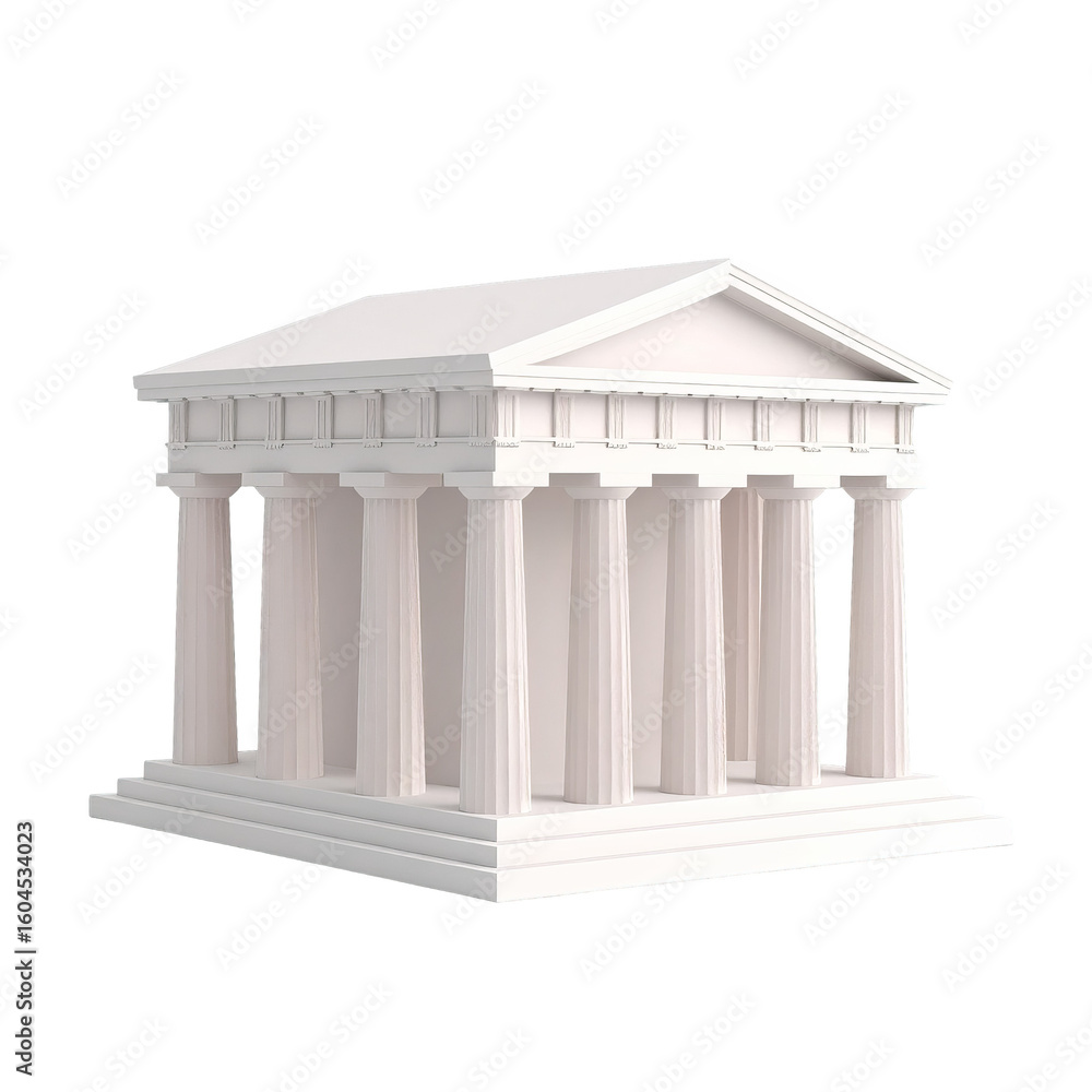 Obraz premium Minimalist White Classical Temple Structure on Black Background