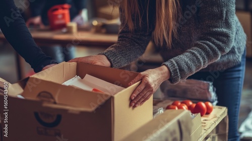 People sorting donations
