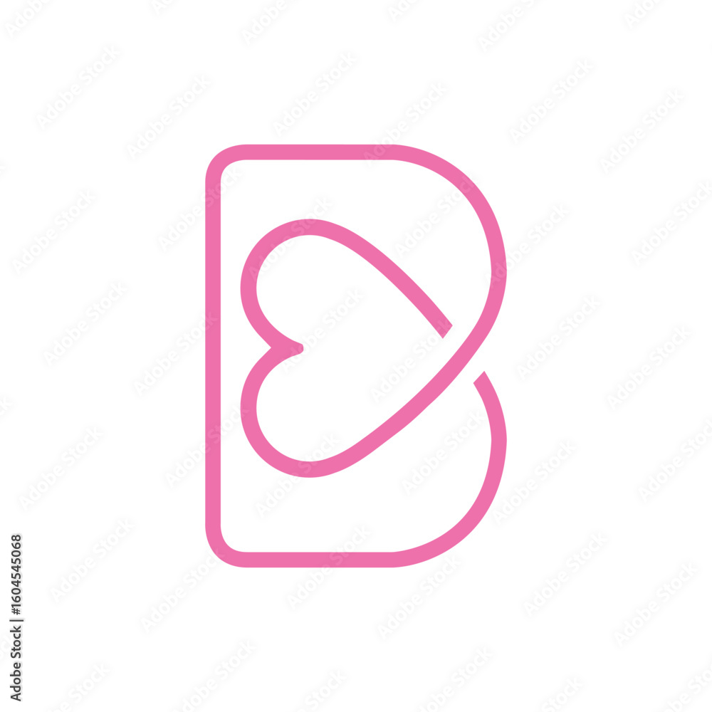 Fototapeta premium b letter heart vector abstract modern logo