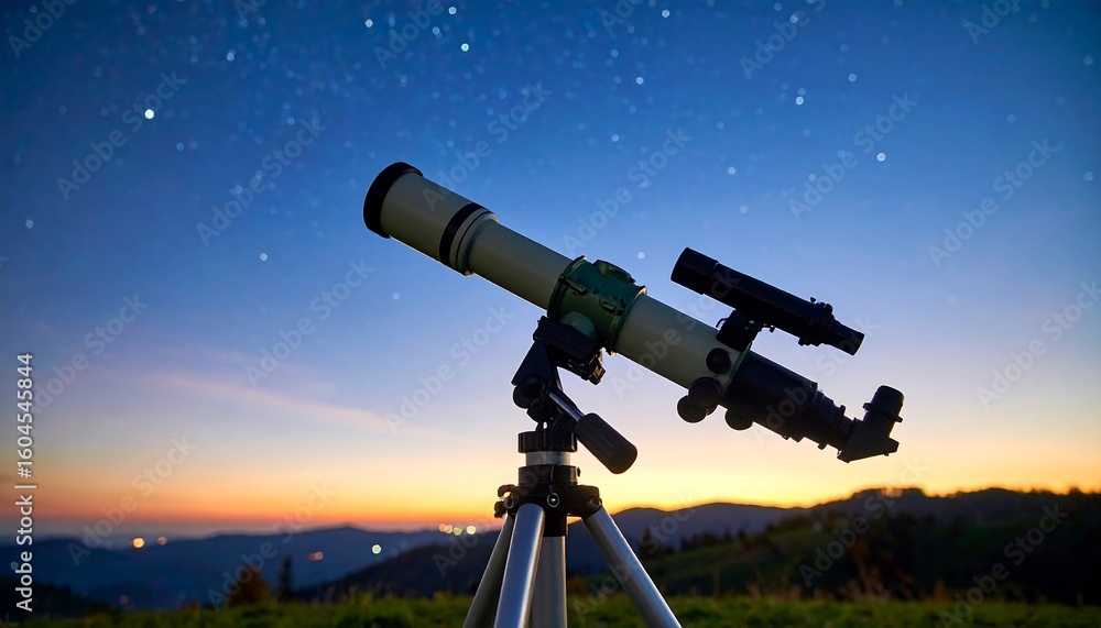 Telescope at night on a mountain Telescope at night on a mountain