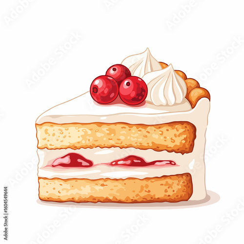 A mouthwatering slice of cake topped with chocolate, fresh strawberries, and mixed berries. Perfect for parties, celebrations, or special events. Great for posters, book covers, or online articles abo