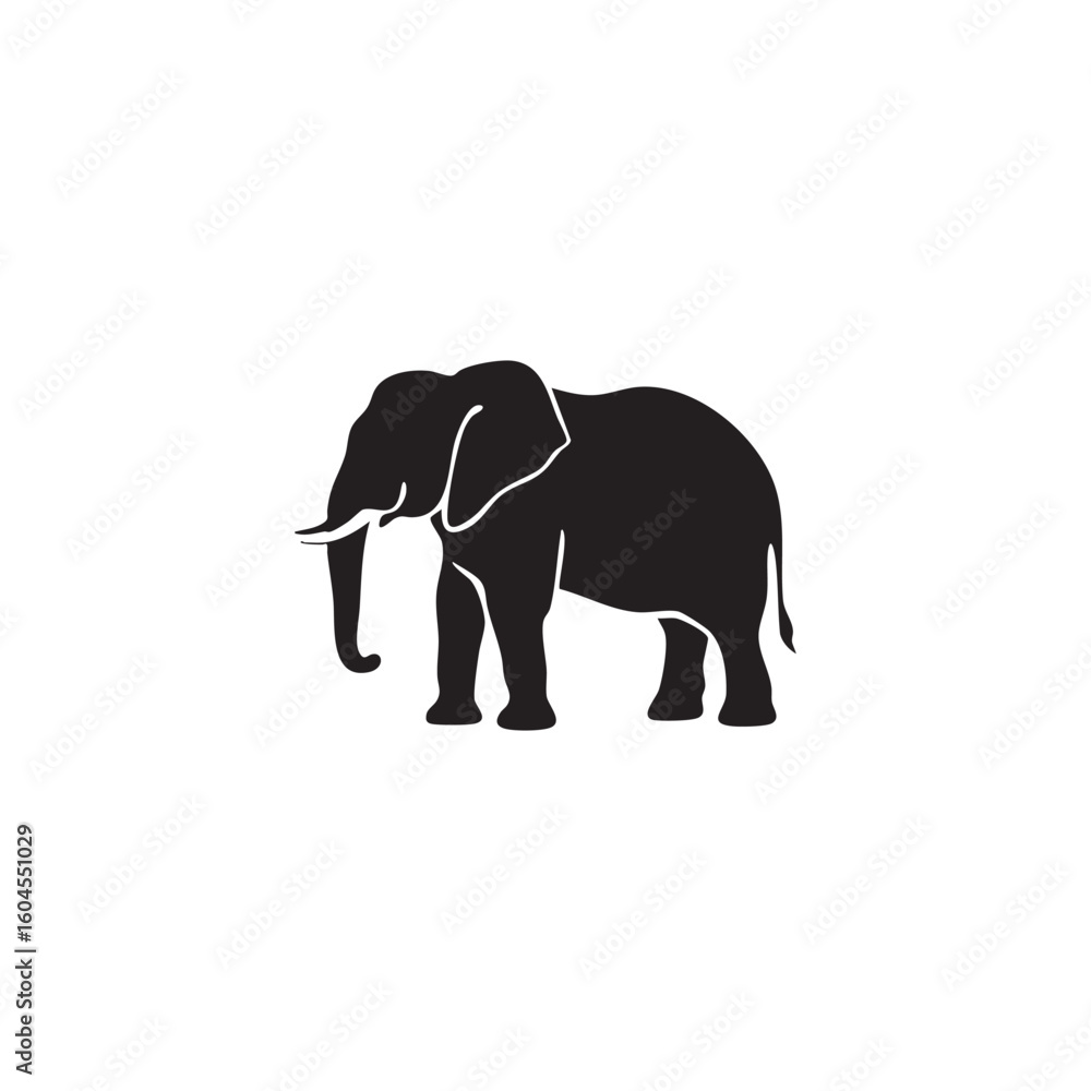 Fototapeta premium Black elephant silhouette isolated on white background
