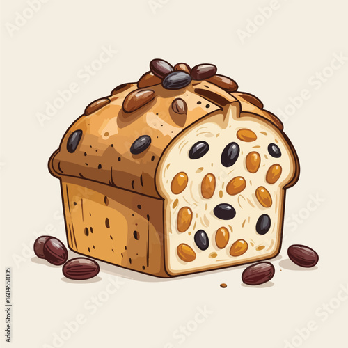 Italian Panettone Dessert Vector