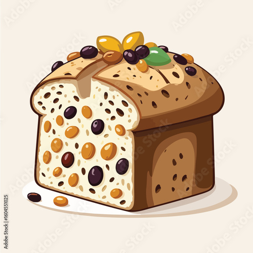 Flat Icon of Christmas Sweet Bread