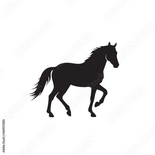 Black horse silhouette isolated on white background