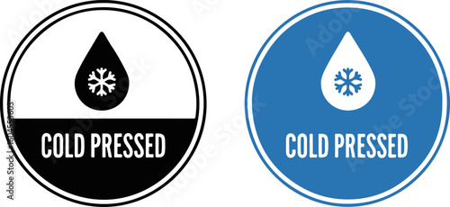 Cold Pressed vector icon with snowflake on white background