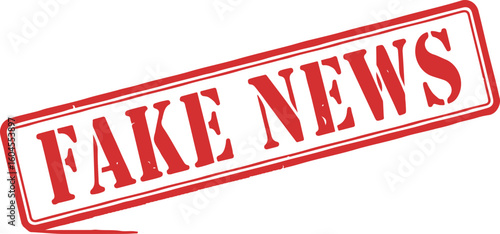 Red "FAKE NEWS" stamp on white background