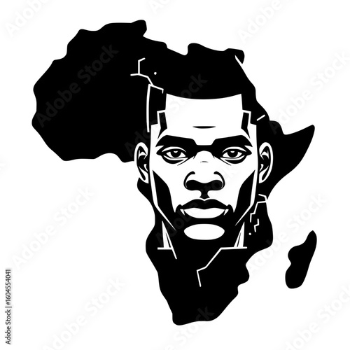 African black man and map of african continent