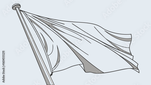 Billowing Fabric Flag in Motion Against a Light Background