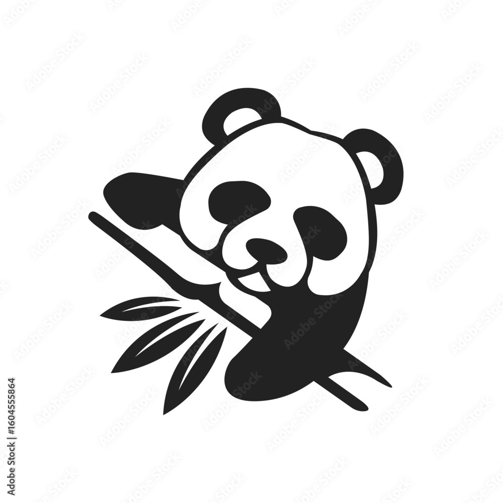 Naklejka premium panda bamboo vector abstract modern logo